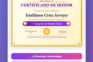 Certificado de Tablas de Multiplicar