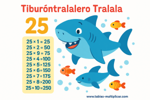 Descargar Tabla del 25 para Imprimir — Tiburontralalero Tralala