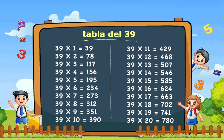 tabla de multiplicar del 39